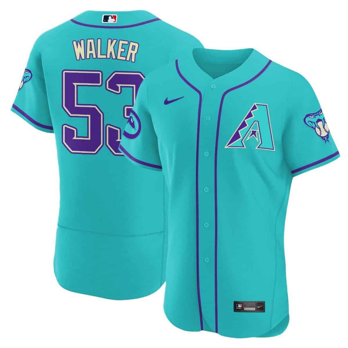Men Arizona Diamondback #53 Walker Light Blue Nike 2024 Teal Purple MLB Jersey style 3->arizona diamondback->MLB Jersey